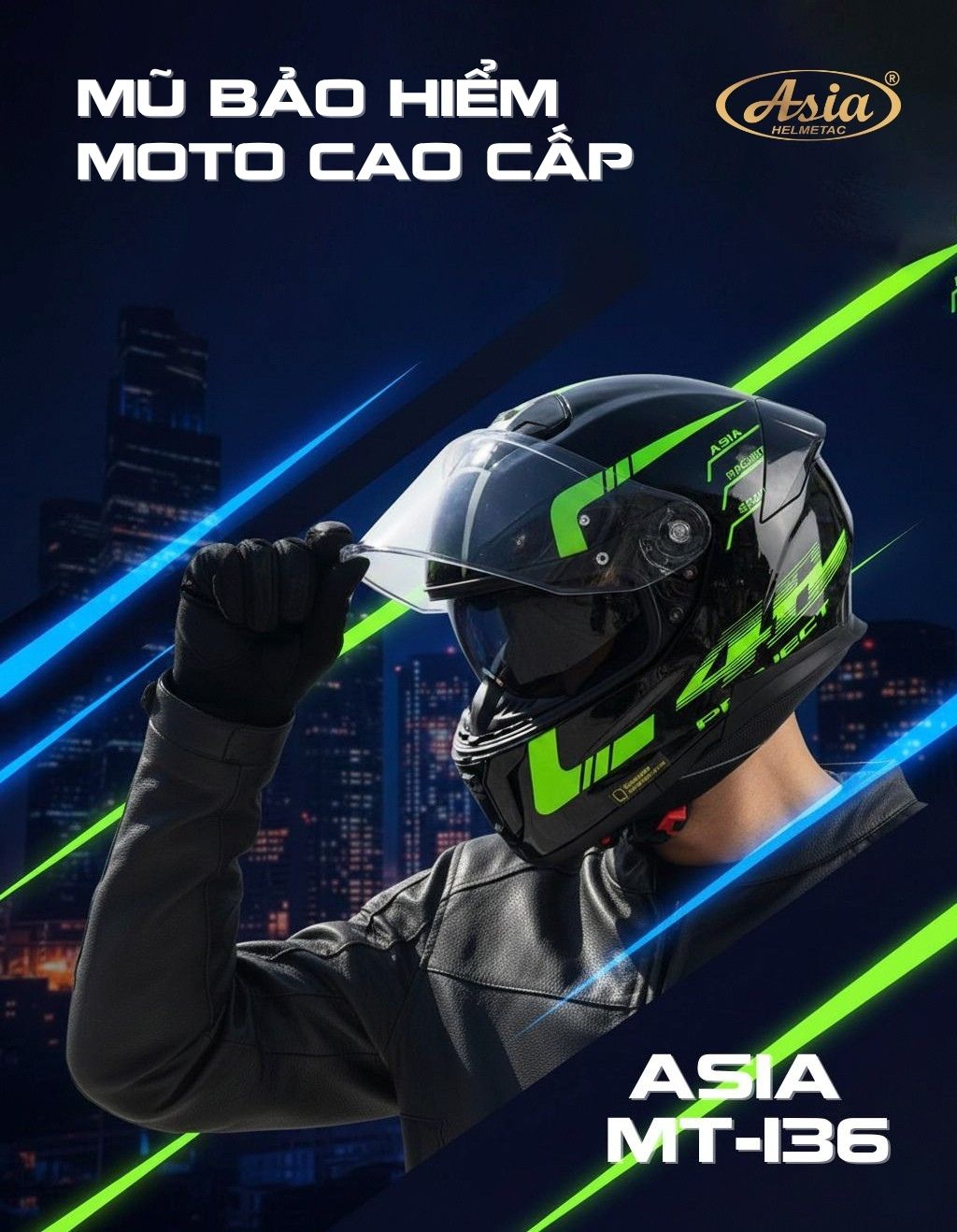 Nón Moto Cao Cấp Asia Chính Hãng An Toàn Và Thời Trang